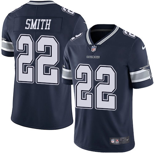 Nike Cowboys #22 Emmitt Smith Navy Blue Team Color Men's Stitched NFL Vapor Untouchable Limited Jersey - Click Image to Close